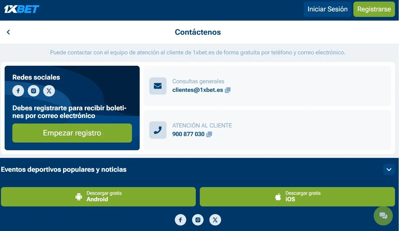 Asistencia chat 1xBet para instalación Android